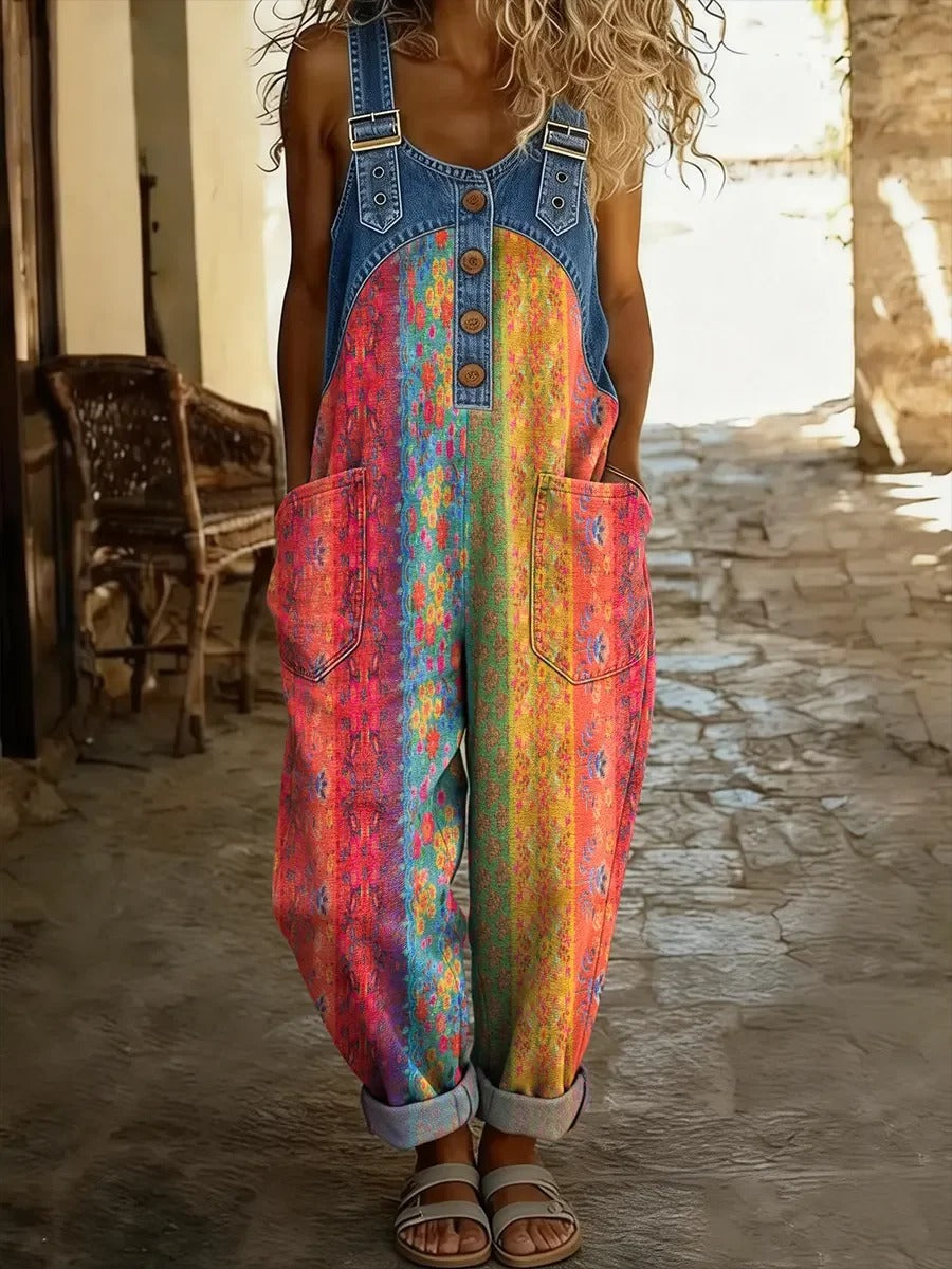Women's Floral Art Print Jumpsuit
